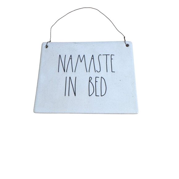 Rae Dunn "Namaste In Bed" Ceramic Hanging Sign - Picture 2 of 5